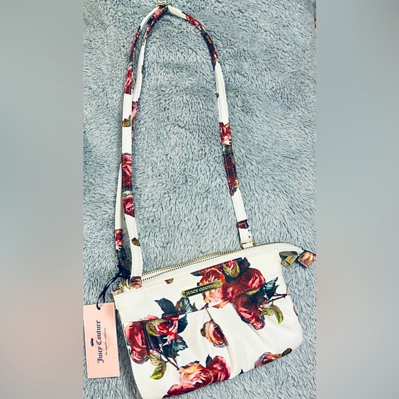 NWT Small Juicy Couture Floral Crossbody Bag w/Adjustable Strap - Picture 1 of 3